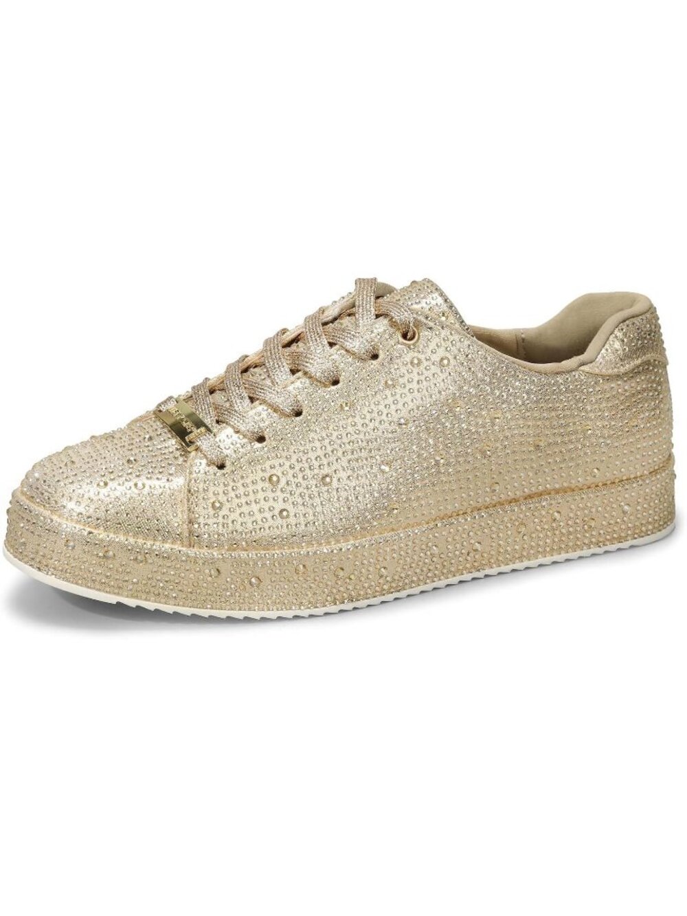 Women's Gold Rhinestone Sparkly Bling Fashion Glitter Platform Stylish Sneakers
